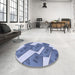 Round Patterned Azure Blue Rug in a Office, pat2027blu