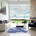 Square Patterned Azure Blue Rug in a Living Room, pat2027blu