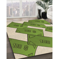 Patterned Green Rug, pat2027brn