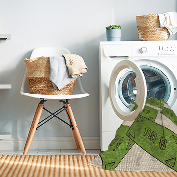 Machine Washable Transitional Green Rug in a Washing Machine, wshpat2027brn