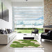 Square Patterned Green Rug in a Living Room, pat2027brn