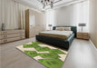 Patterned Green Rug in a Bedroom, pat2027brn