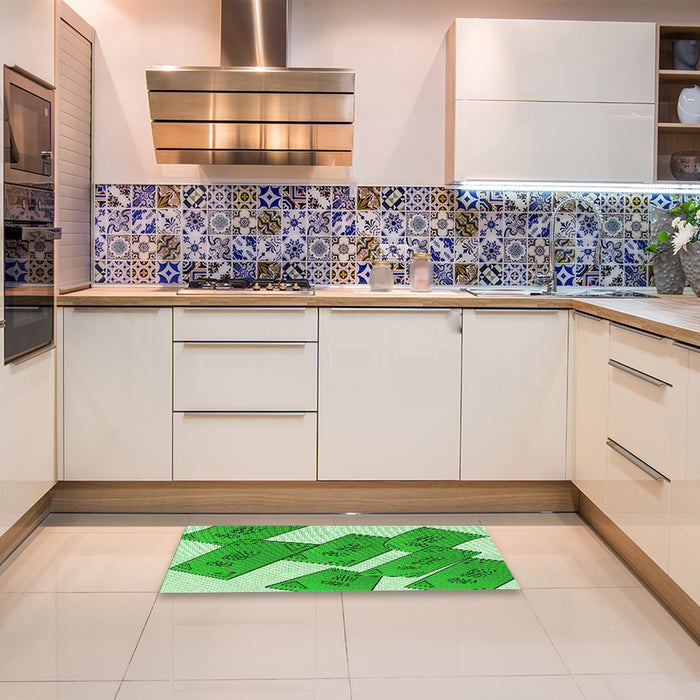 Patterned Green Rug in a Kitchen, pat2027grn
