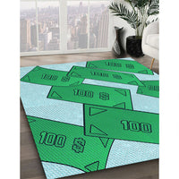 Patterned Lime Mint Green Rug, pat2027lblu