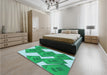 Patterned Lime Mint Green Rug in a Bedroom, pat2027lblu