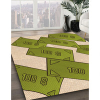 Patterned Olive Green Rug, pat2027org