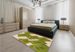 Patterned Olive Green Rug in a Bedroom, pat2027org