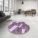 Round Patterned Viola Purple Rug in a Office, pat2027pur