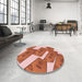 Round Patterned Red Rug in a Office, pat2027rd