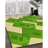 Patterned Dark Lime Green Rug, pat2027yw