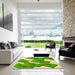 Machine Washable Transitional Dark Lime Green Rug in a Kitchen, wshpat2027yw