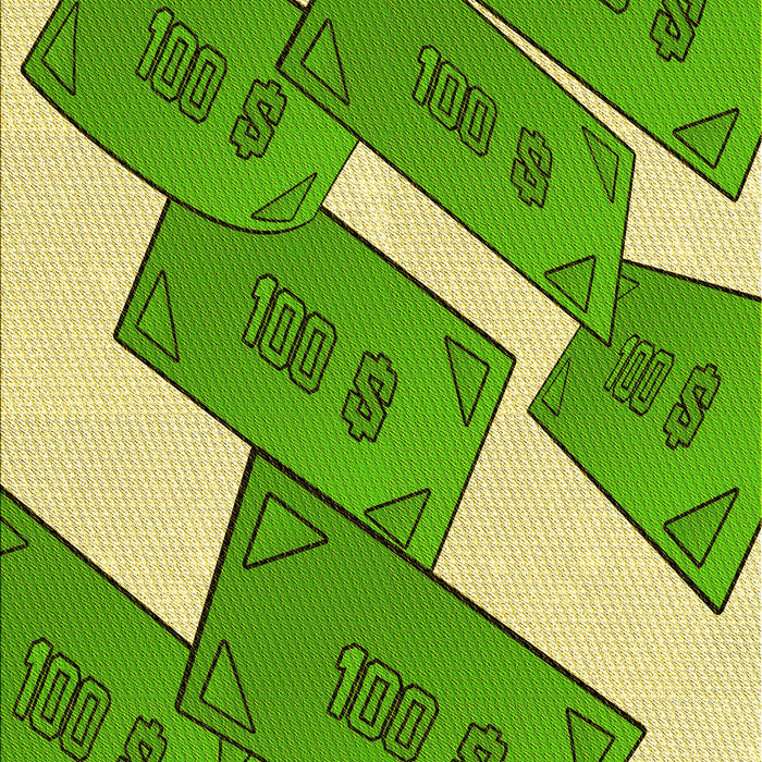 Patterned Dark Lime Green Rug, pat2027yw