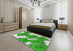 Machine Washable Transitional Jade Green Rug in a Bedroom, wshpat2027