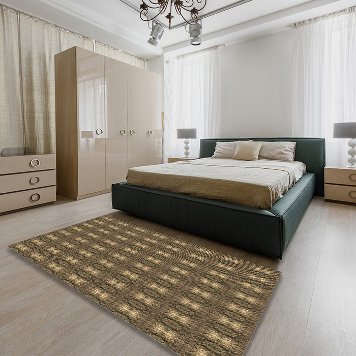 Patterned Copper Brown Rug in a Bedroom, pat2028brn