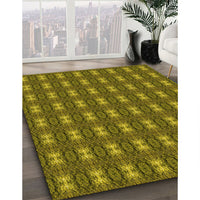 Patterned Dark Bronze Brown Rug, pat2028yw