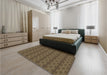 Patterned Dark Gold Brown Rug in a Bedroom, pat2029brn