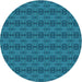 Square Patterned Teal Green Rug, pat2029lblu