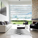 Square Patterned Off-White Novelty Rug in a Living Room, pat202