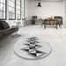 Round Patterned Off-White Novelty Rug in a Office, pat202