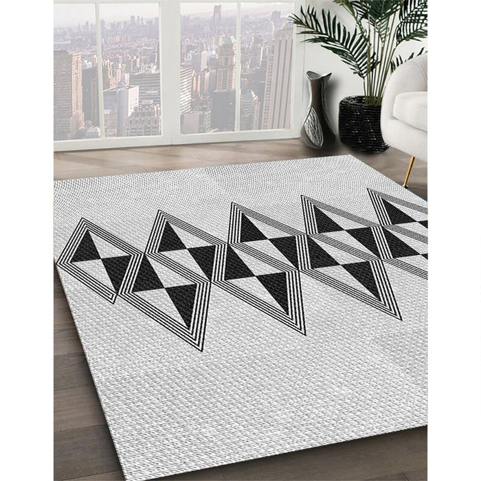 Patterned Off-White Novelty Rug in Family Room, pat202