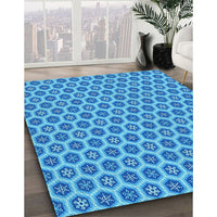 Patterned Neon Blue Rug, pat203lblu