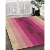 Patterned Raspberry Red Rug, pat2030brn