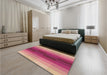 Patterned Raspberry Red Rug in a Bedroom, pat2030brn