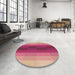 Round Patterned Raspberry Red Rug in a Office, pat2030brn