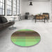 Round Patterned Green Rug in a Office, pat2030grn