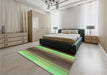 Patterned Green Rug in a Bedroom, pat2030grn