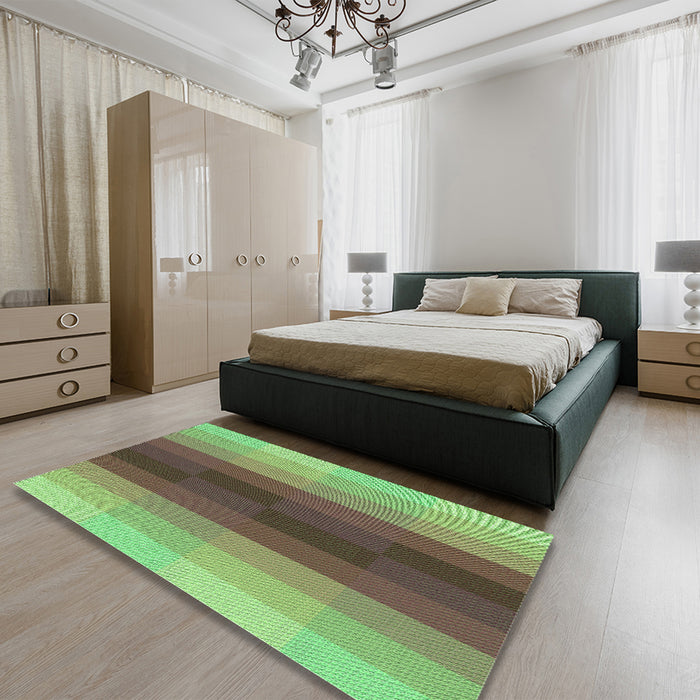 Patterned Green Rug in a Bedroom, pat2030grn