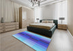 Patterned Blue Orchid Blue Rug in a Bedroom, pat2030lblu