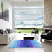 Square Patterned Blue Orchid Blue Rug in a Living Room, pat2030lblu