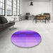 Round Patterned Violet Purple Rug in a Office, pat2030pur