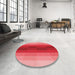 Round Patterned Pastel Red Pink Rug in a Office, pat2030rd