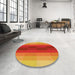 Round Patterned Neon Red Rug in a Office, pat2030yw