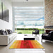 Square Patterned Neon Red Rug in a Living Room, pat2030yw