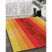 Patterned Neon Red Rug in Family Room, pat2030yw