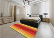 Patterned Neon Red Rug in a Bedroom, pat2030yw