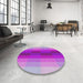 Round Machine Washable Transitional Violet Purple Rug in a Office, wshpat2030