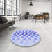 Round Patterned Blue Rug in a Office, pat2031blu