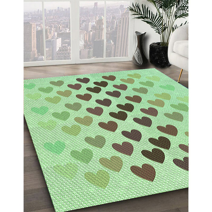 Machine Washable Transitional Green Rug in a Family Room, wshpat2031grn