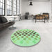 Round Patterned Green Rug in a Office, pat2031grn