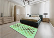 Patterned Green Rug in a Bedroom, pat2031grn