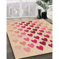 Patterned Deep Peach Orange Rug, pat2031org