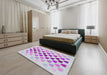 Patterned Lavender Blue Novelty Rug in a Bedroom, pat2031