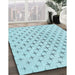 Machine Washable Transitional Electric Blue Rug in a Family Room, wshpat2032lblu