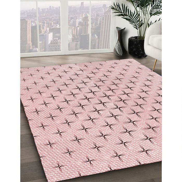 Patterned Pink Rug in Family Room, pat2032rd