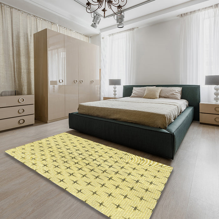 Patterned Sun Yellow Rug in a Bedroom, pat2032yw