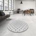 Round Machine Washable Transitional White Smoke Rug in a Office, wshpat2032